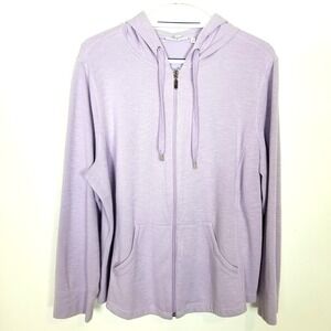 Chico's Women Athletic Zip Up Hoodie Sz XL Lilac Athletic Casual Pockets